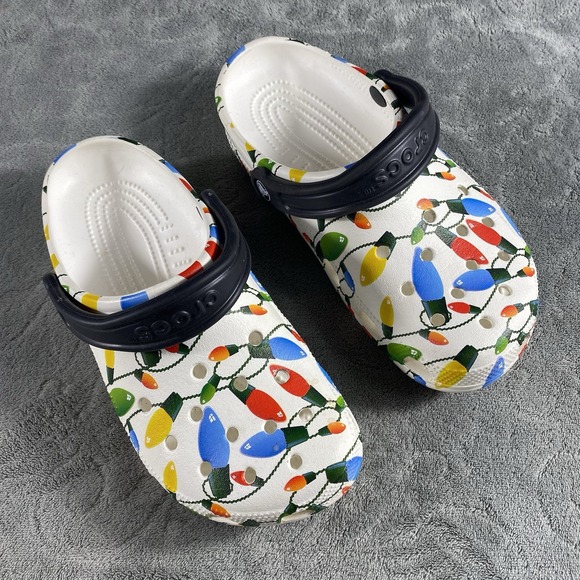 Crocs Classic  Clogs Christmas Women's 8 Men 6 Holiday Lights Unisex Colorful - Picture 1 of 11